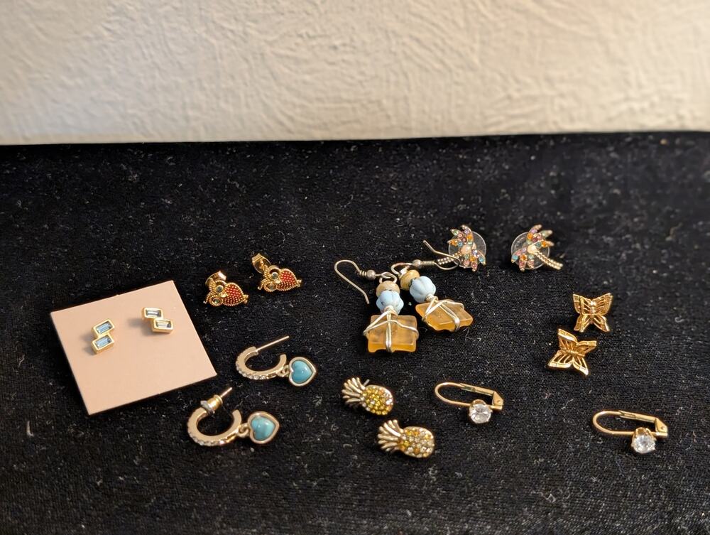 Lot of Eight Pair Gold Tone Pierced Earrings